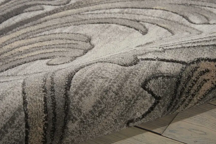 Graphite and Black Floral Vines Area Rug Photo 6