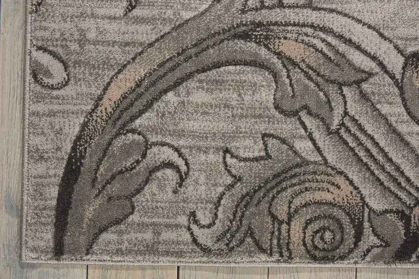 Graphite and Black Floral Vines Area Rug Photo 7