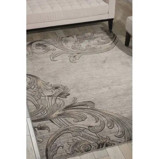 Graphite and Black Floral Vines Area Rug Photo 3
