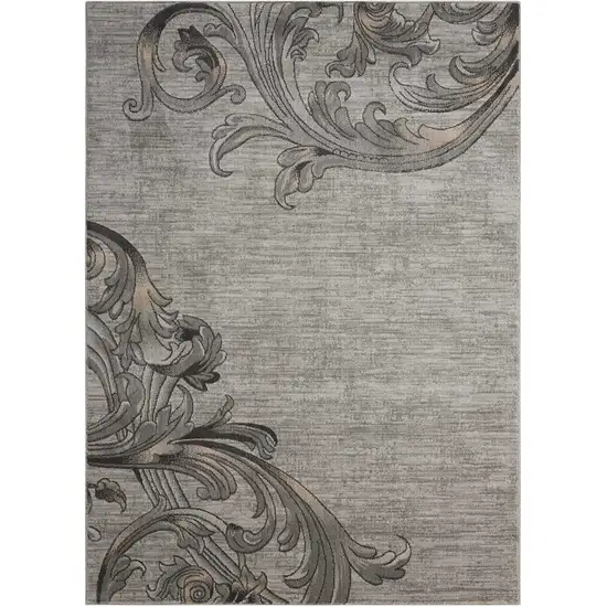 Graphite and Black Floral Vines Area Rug Photo 1
