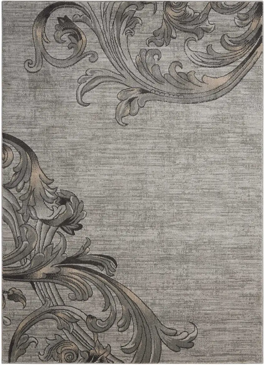 Graphite and Black Floral Vines Area Rug Photo 1