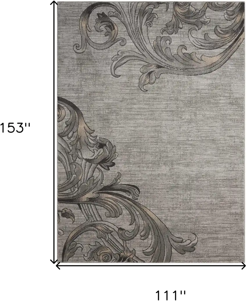 Graphite and Black Floral Vines Area Rug Photo 3