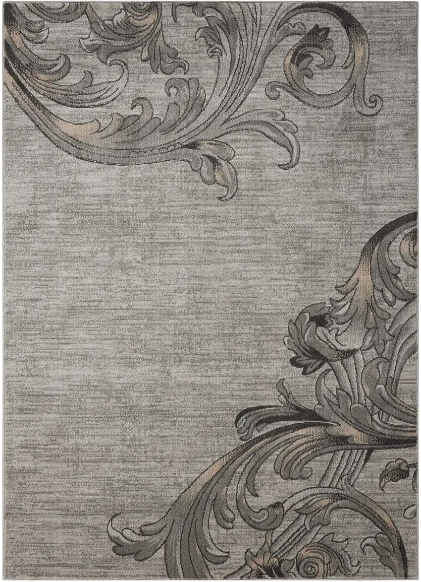 Graphite and Black Floral Vines Area Rug Photo 5