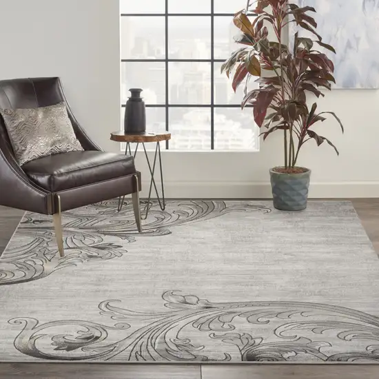 Graphite and Black Floral Vines Non Skid Area Rug Photo 3