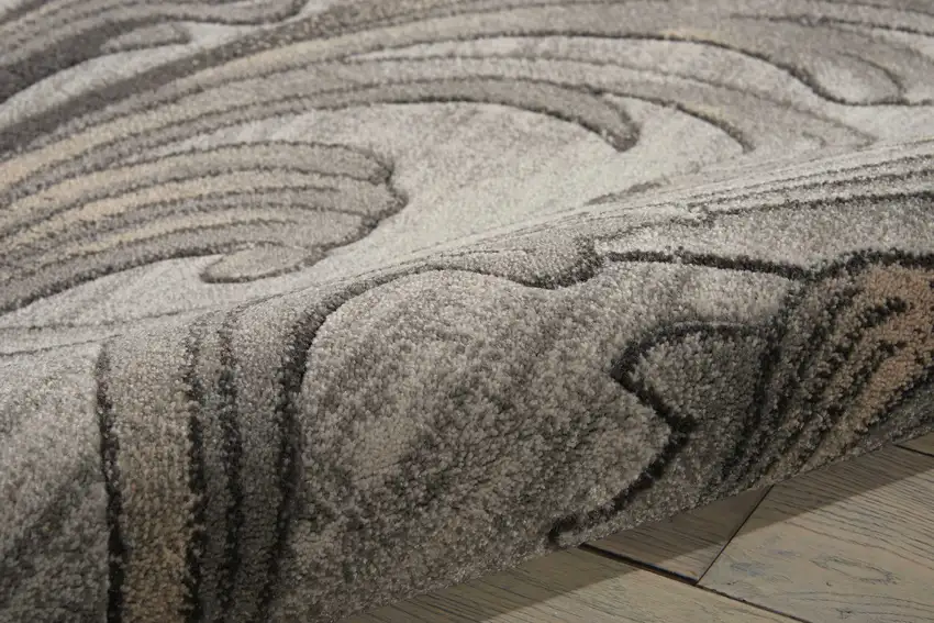 Graphite and Black Floral Vines Non Skid Area Rug Photo 6