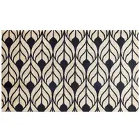 Photo of Graphite and Tan Abstract Leaves Washable Floor Mat