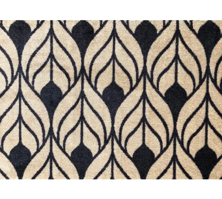 Graphite and Tan Abstract Leaves Washable Floor Mat Photo 1