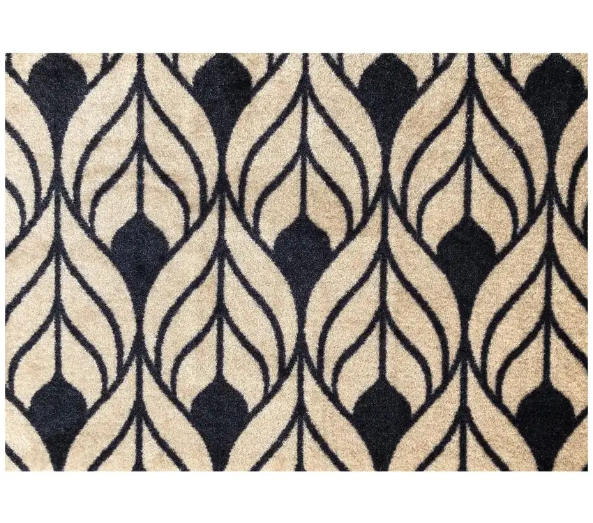 Graphite and Tan Abstract Leaves Washable Floor Mat Photo 2