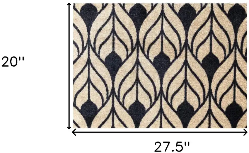 Graphite and Tan Abstract Leaves Washable Floor Mat Photo 7
