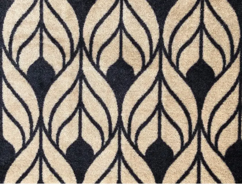 Graphite and Tan Abstract Leaves Washable Floor Mat Photo 3