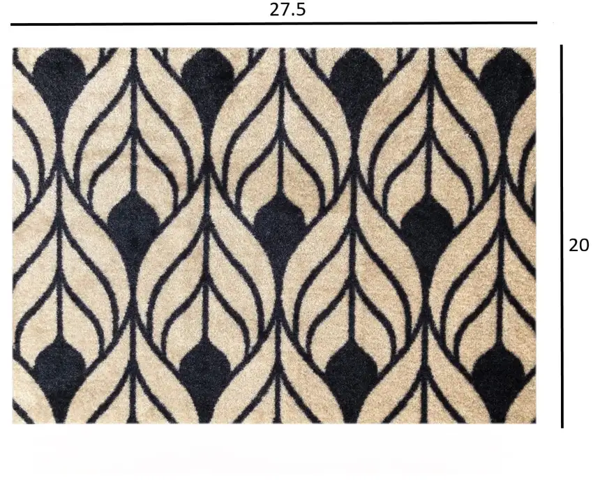 Graphite and Tan Abstract Leaves Washable Floor Mat Photo 4
