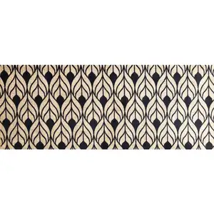 Photo of Graphite and Tan Abstract Leaves Washable Runner Rug