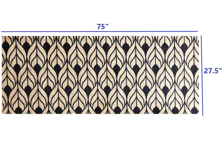 2' x 6' Graphite and Tan Abstract Leaves Washable Runner Rug Photo 6
