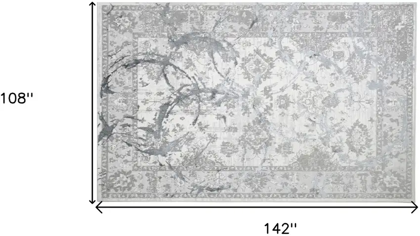 Gray Abstract Area Rug With Fringe Photo 6