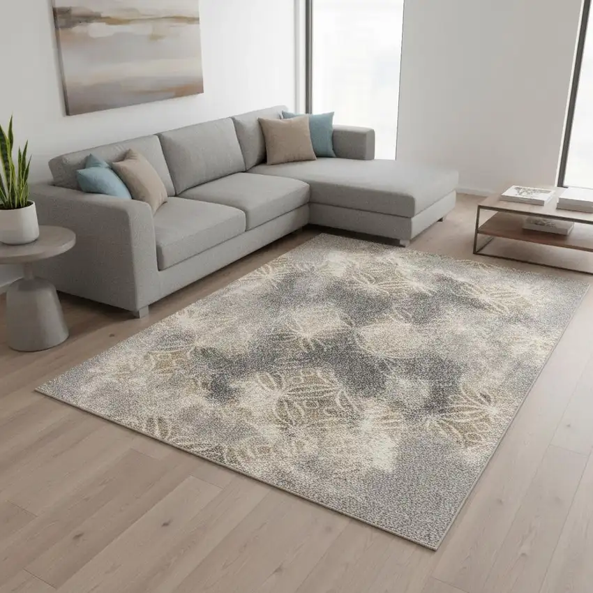 Gray Abstract Area Rug Photo 1