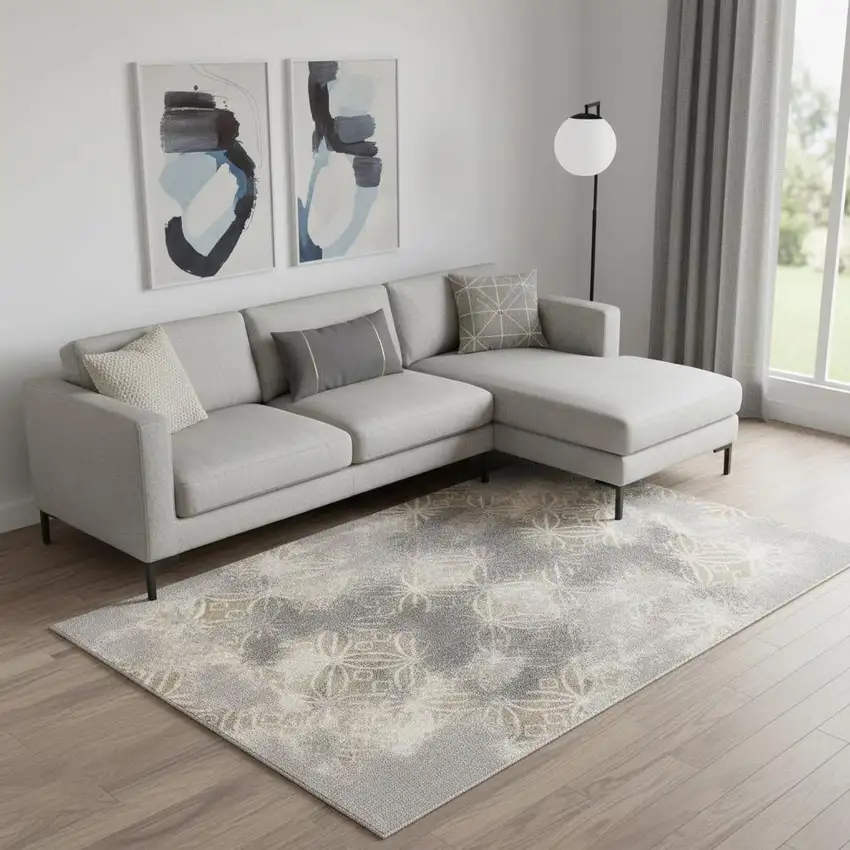 Gray Abstract Area Rug Photo 1