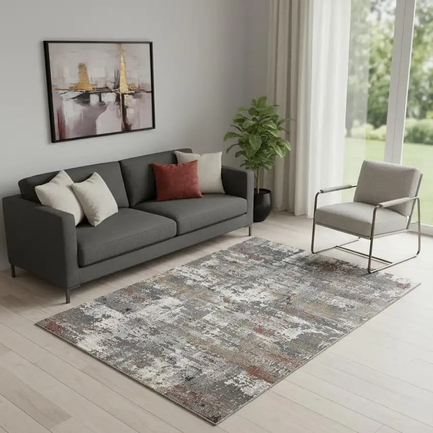 Gray Abstract Area Rug Photo 1