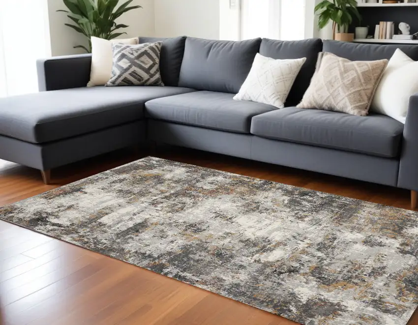 Gray Abstract Area Rug Photo 1