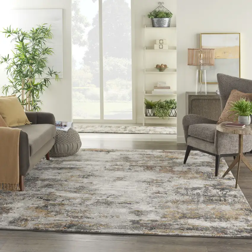 Gray Abstract Area Rug Photo 5