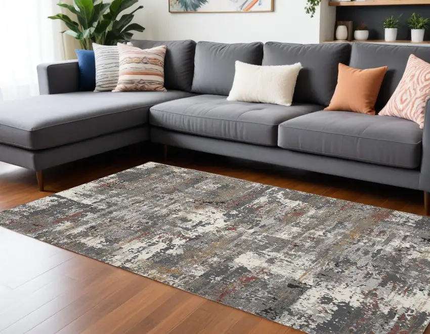Gray Abstract Area Rug Photo 1
