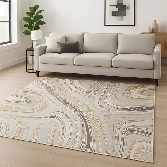 Gray Abstract Area Rug Photo 1