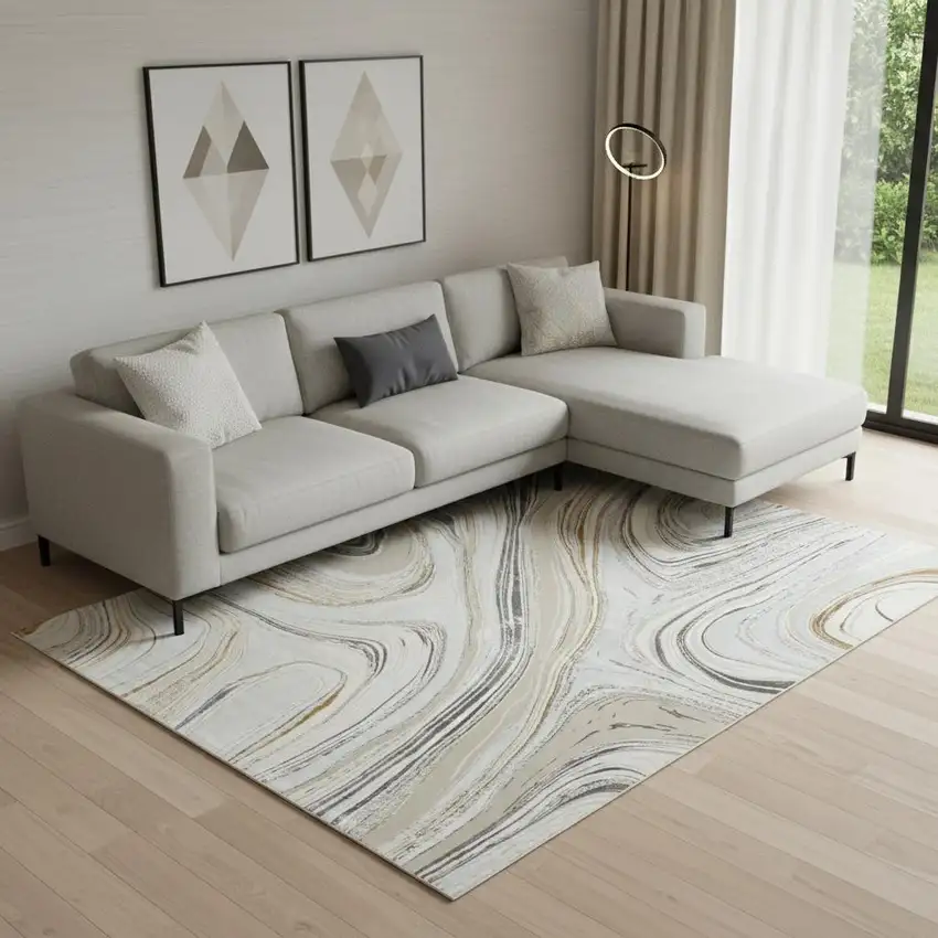 Gray Abstract Area Rug Photo 1