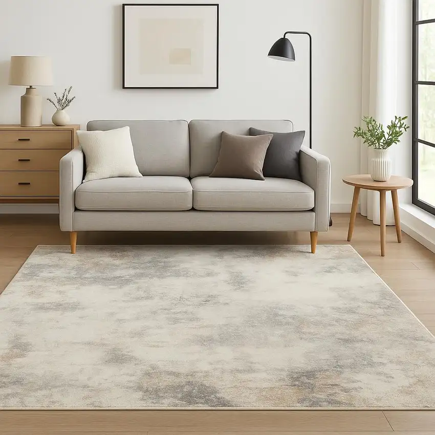 Gray Abstract Area Rug Photo 1