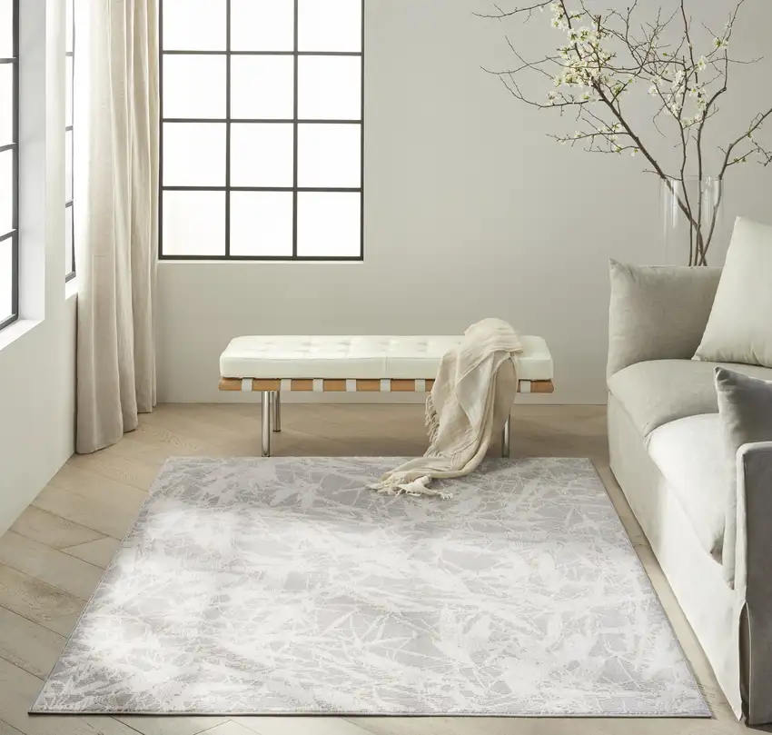 Gray Abstract Area Rug Photo 5