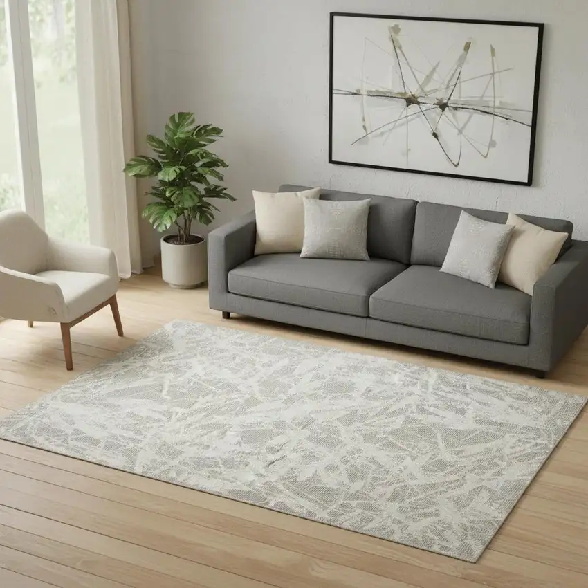 Gray Abstract Area Rug Photo 1