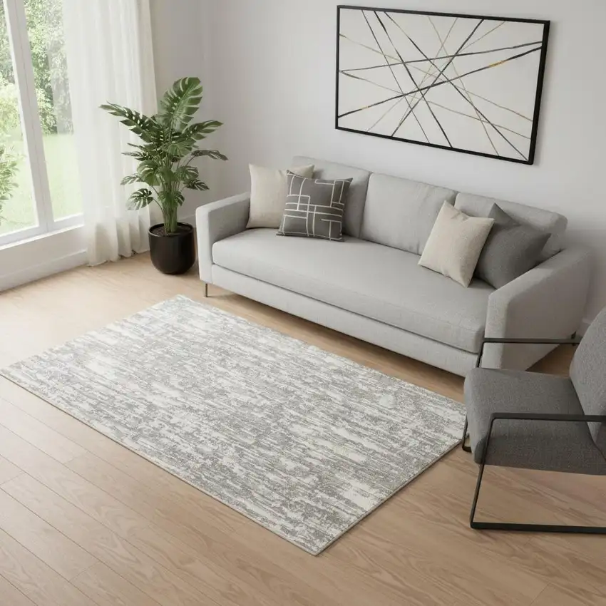 Gray Abstract Area Rug Photo 1