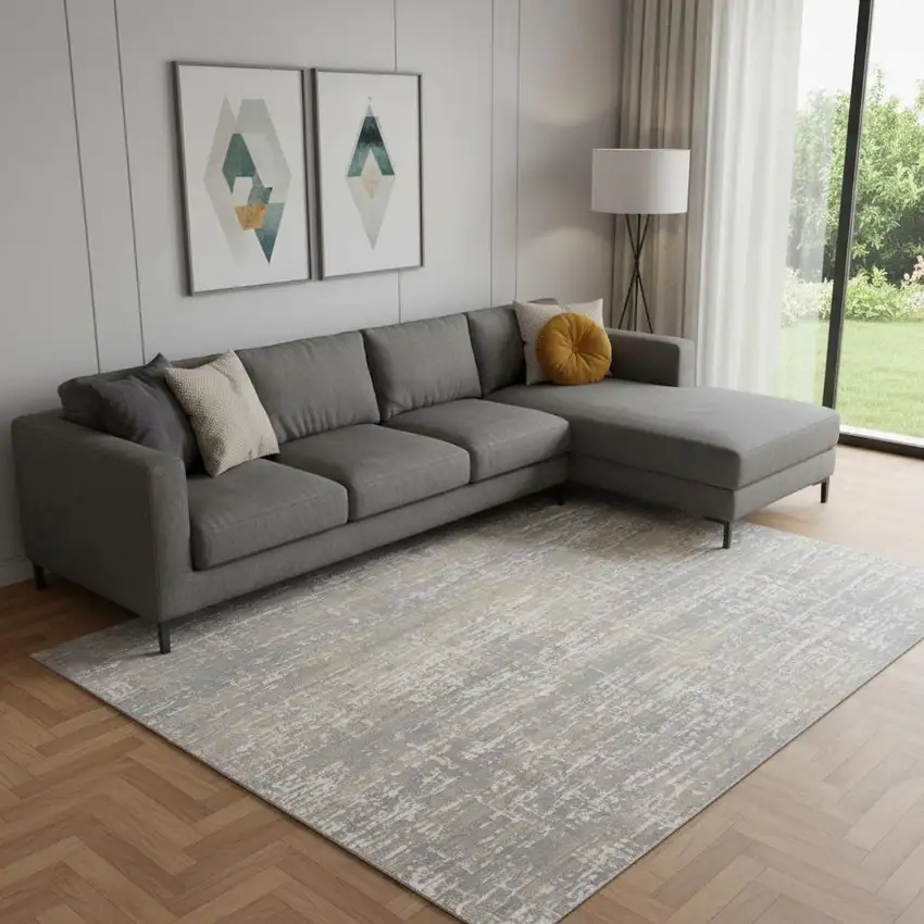 Gray Abstract Area Rug Photo 1