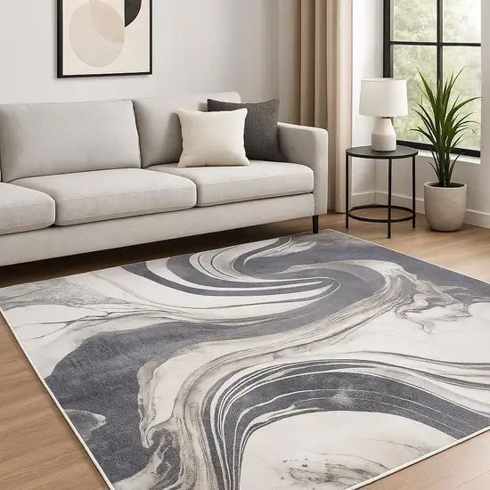 Gray Abstract Area Rug Photo 1