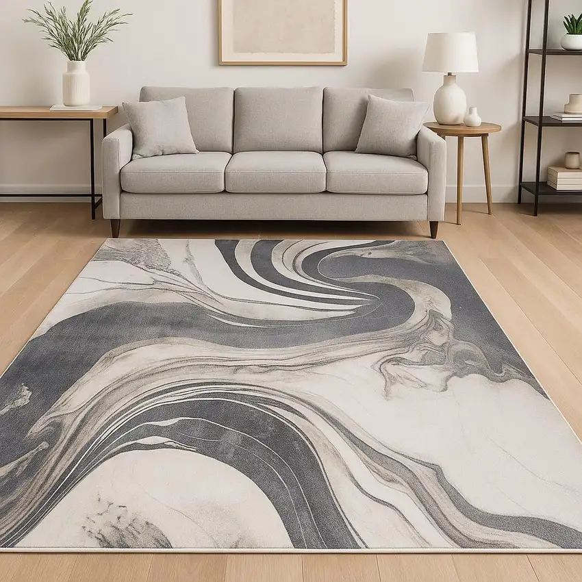 Gray Abstract Area Rug Photo 1