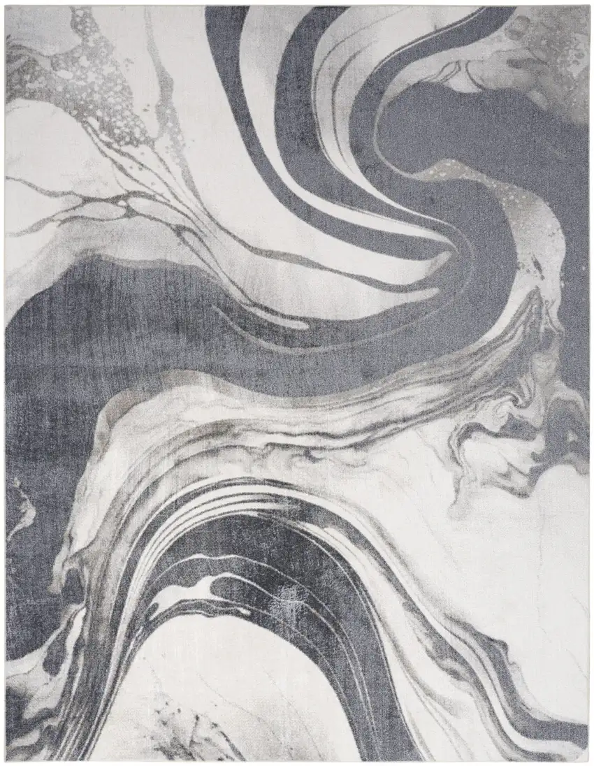 Gray Abstract Area Rug Photo 8