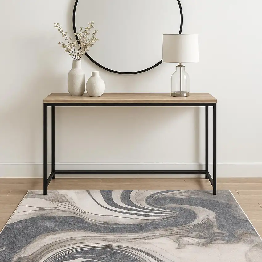 Gray Abstract Area Rug Photo 1