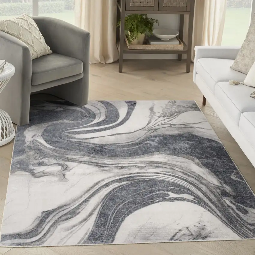 Gray Abstract Area Rug Photo 5