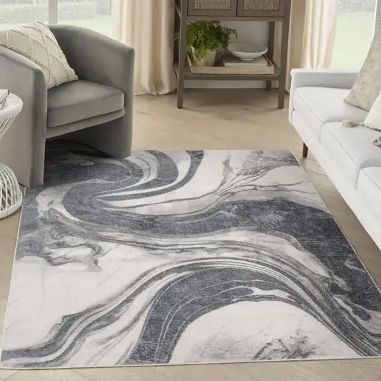 Gray Abstract Area Rug Photo 5