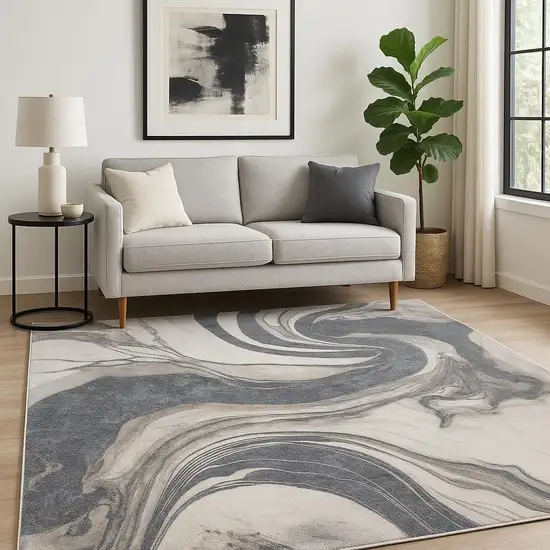 Gray Abstract Area Rug Photo 1