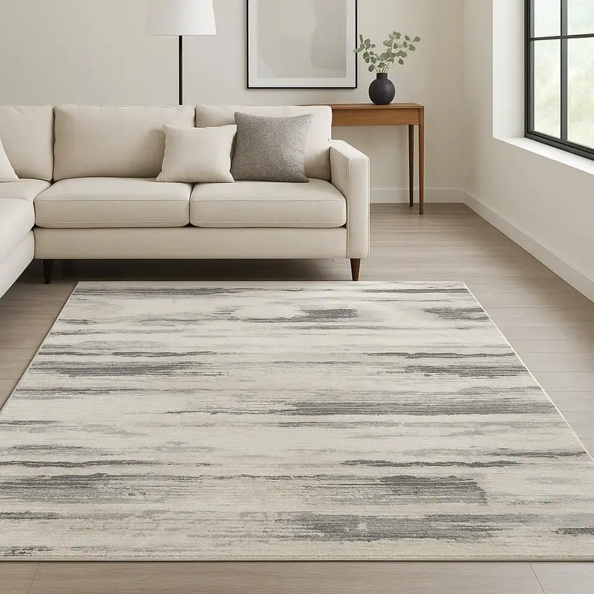 Gray Abstract Area Rug Photo 1