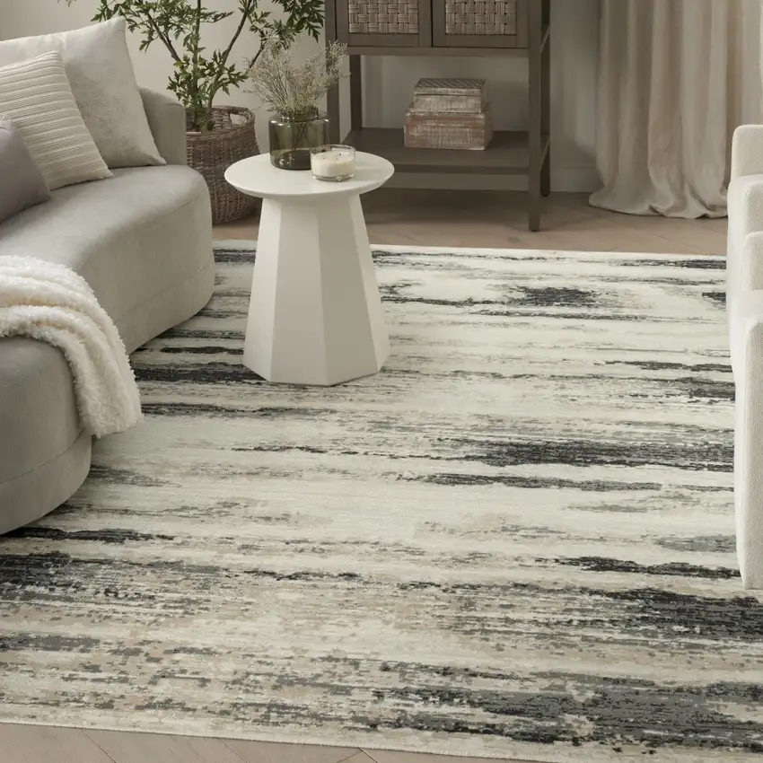 Gray Abstract Area Rug Photo 6