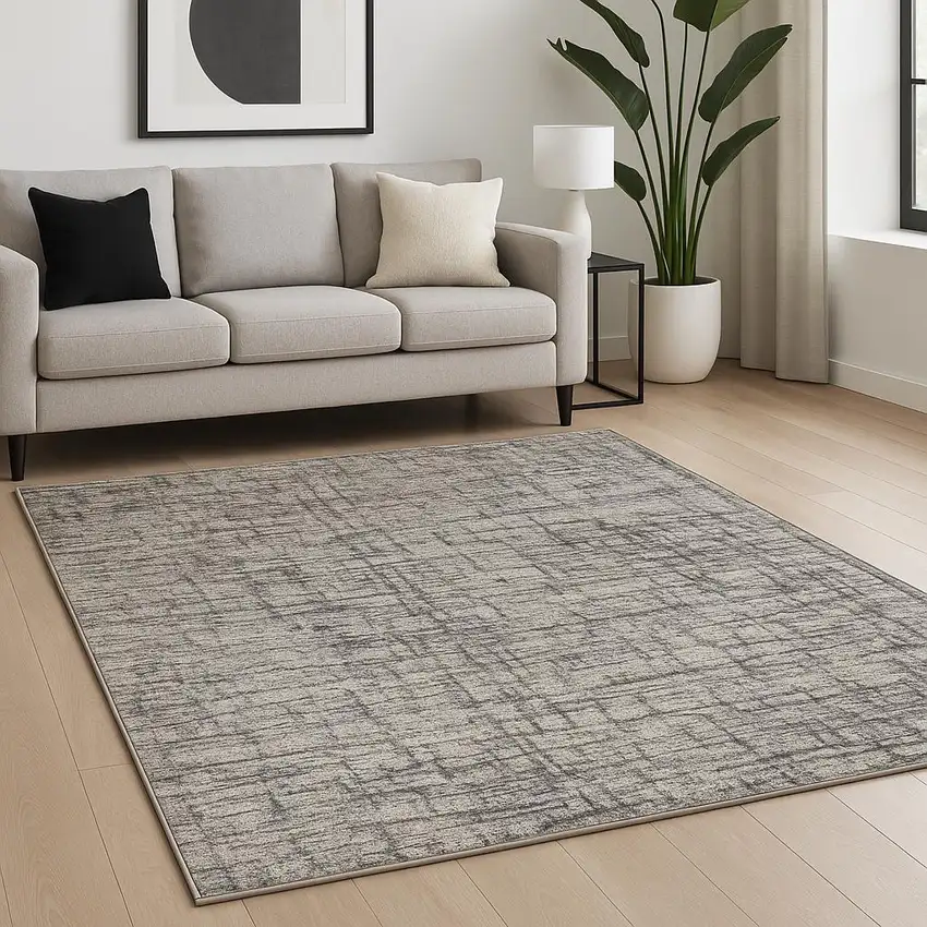 Gray Abstract Area Rug Photo 1