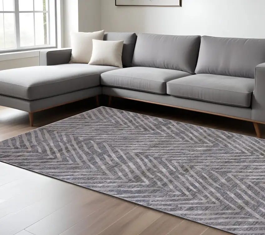 Gray Abstract Area Rug Photo 1