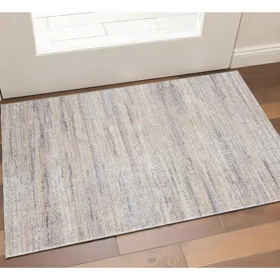 Beige And Gray Striped Area Rug Photo 1