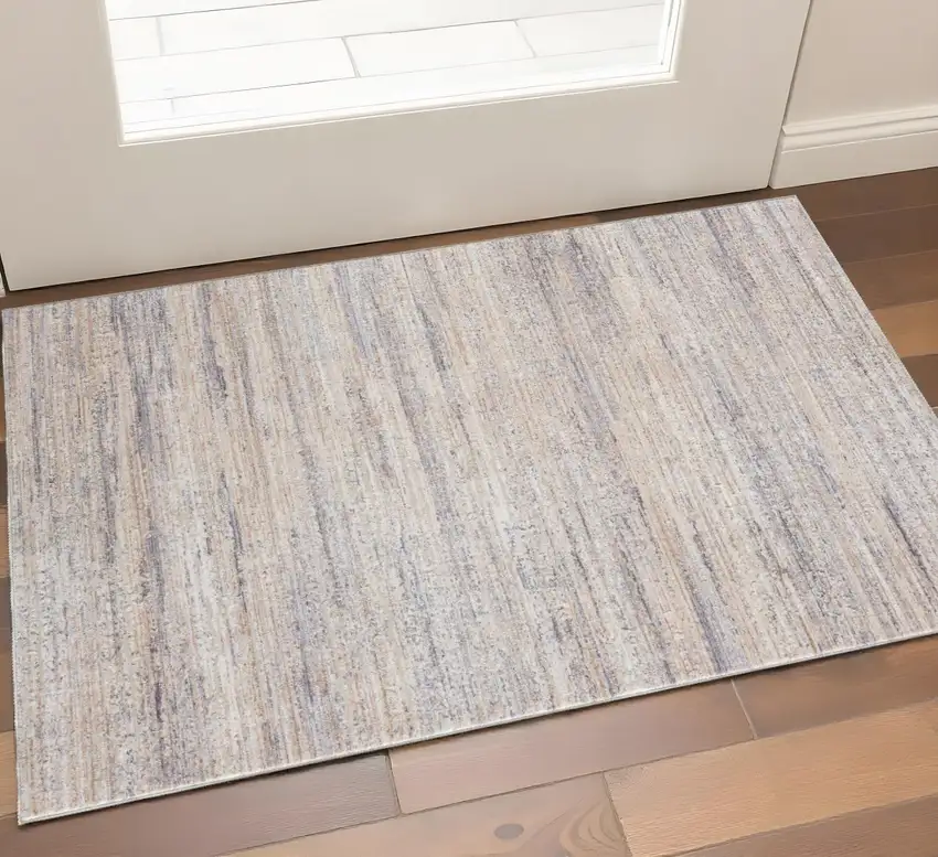 Beige And Gray Striped Area Rug Photo 1