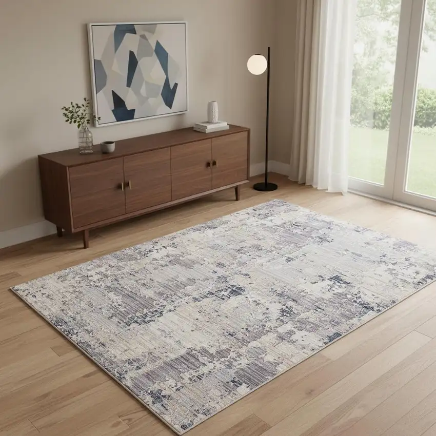 Gray Abstract Area Rug Photo 1