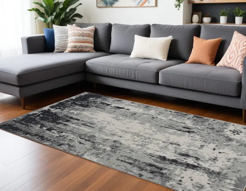 Gray Abstract Area Rug Photo 1