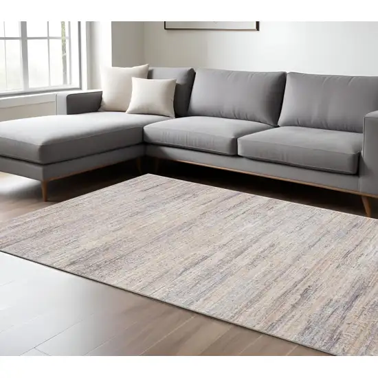 Beige And Gray Abstract Stripes Area Rug Photo 1
