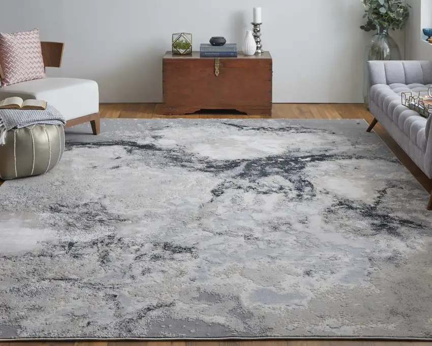 Gray Abstract Area Rug Photo 6