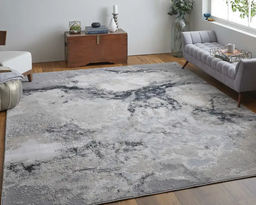 Gray Abstract Area Rug Photo 5