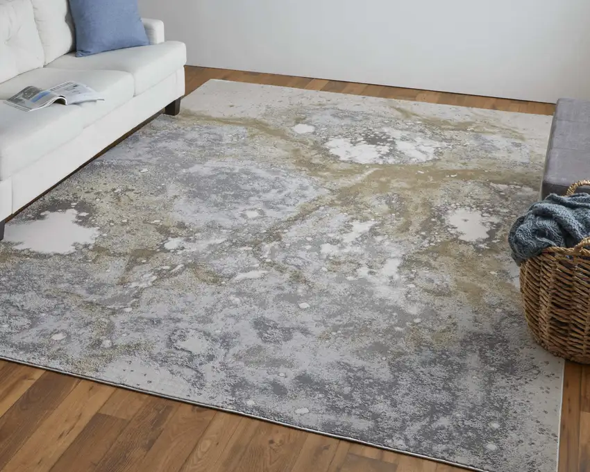 Gray Abstract Area Rug Photo 9
